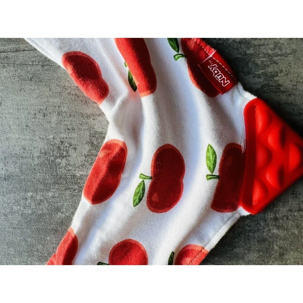 NUBY Baby Boy Girl Bandana Bib Teething Toy Drool Burp Cloth Reversible Apple
